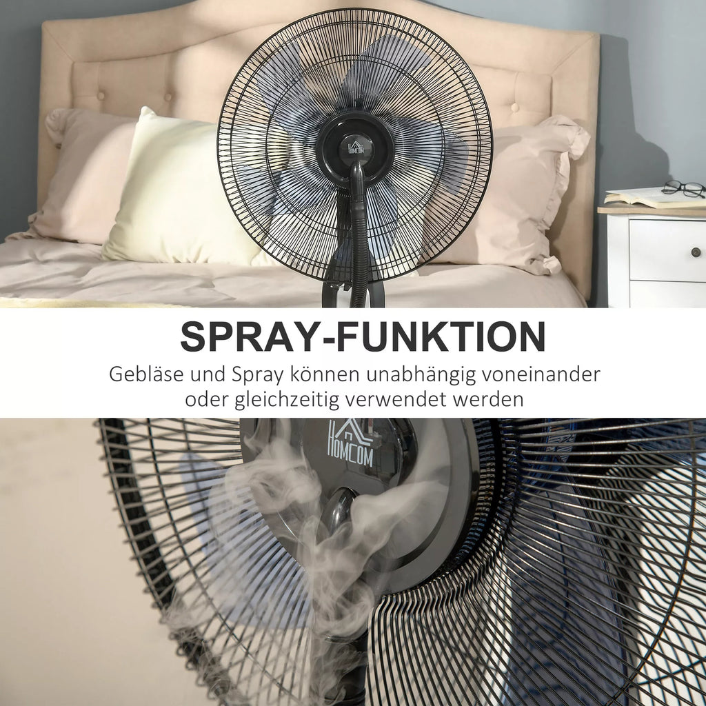 Ventiliatorius su vandens aušinimu, stovinis ventiliatorius su reguliuojamu purškimo rūku, 3 greičiai, 2,8 l vandens bakas, 70° osciliavimas, 90 W Vandens ventiliatorius su ratukais, 120 cm