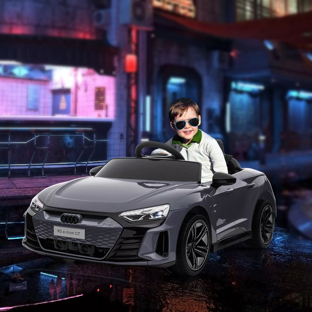 Vaikiškas elektromobilis Audi RS e-tron GT su nuotolinio valdymo pulteliu, 3-5 metų vaikams, pilkas