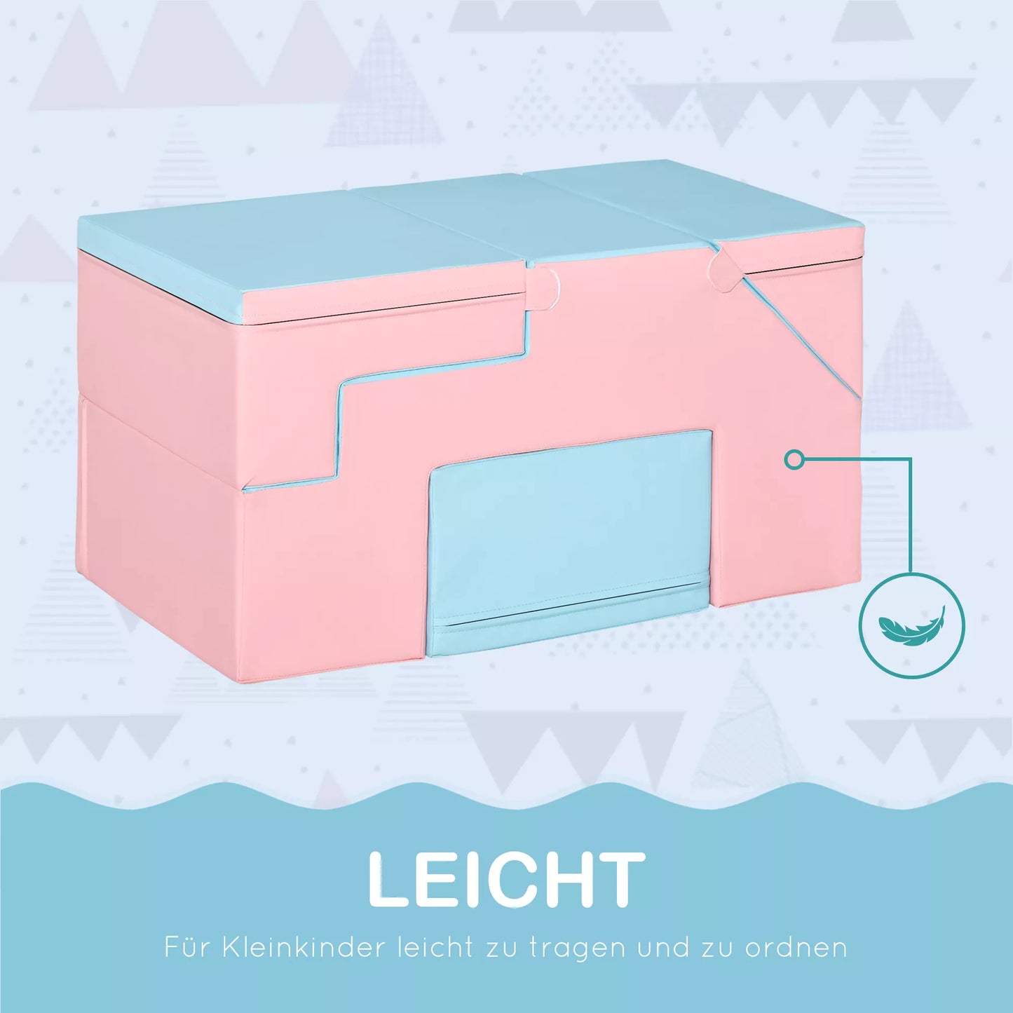 Vaikiškas laipiojimo ir čiuožinėjimo žaislas, lavina motoriką, dirbtinė oda, EPE putplastis, 86x49x47 cm, Rožinė+Mėlyna