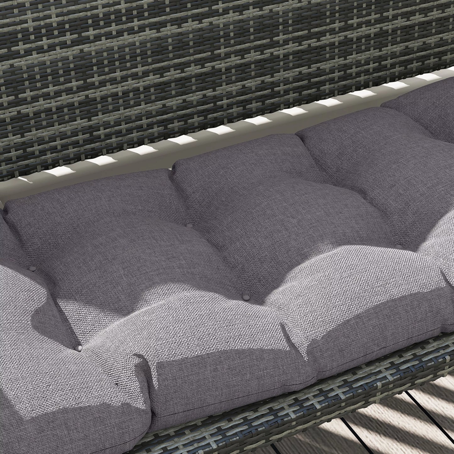 Suoliuko užvalkalas 105 x 46 x 12,5 cm, sėdynės pagalvėlė su raišteliais, lauko sėdimoji pagalvėlė sodo baldams, suoliukui, pilka