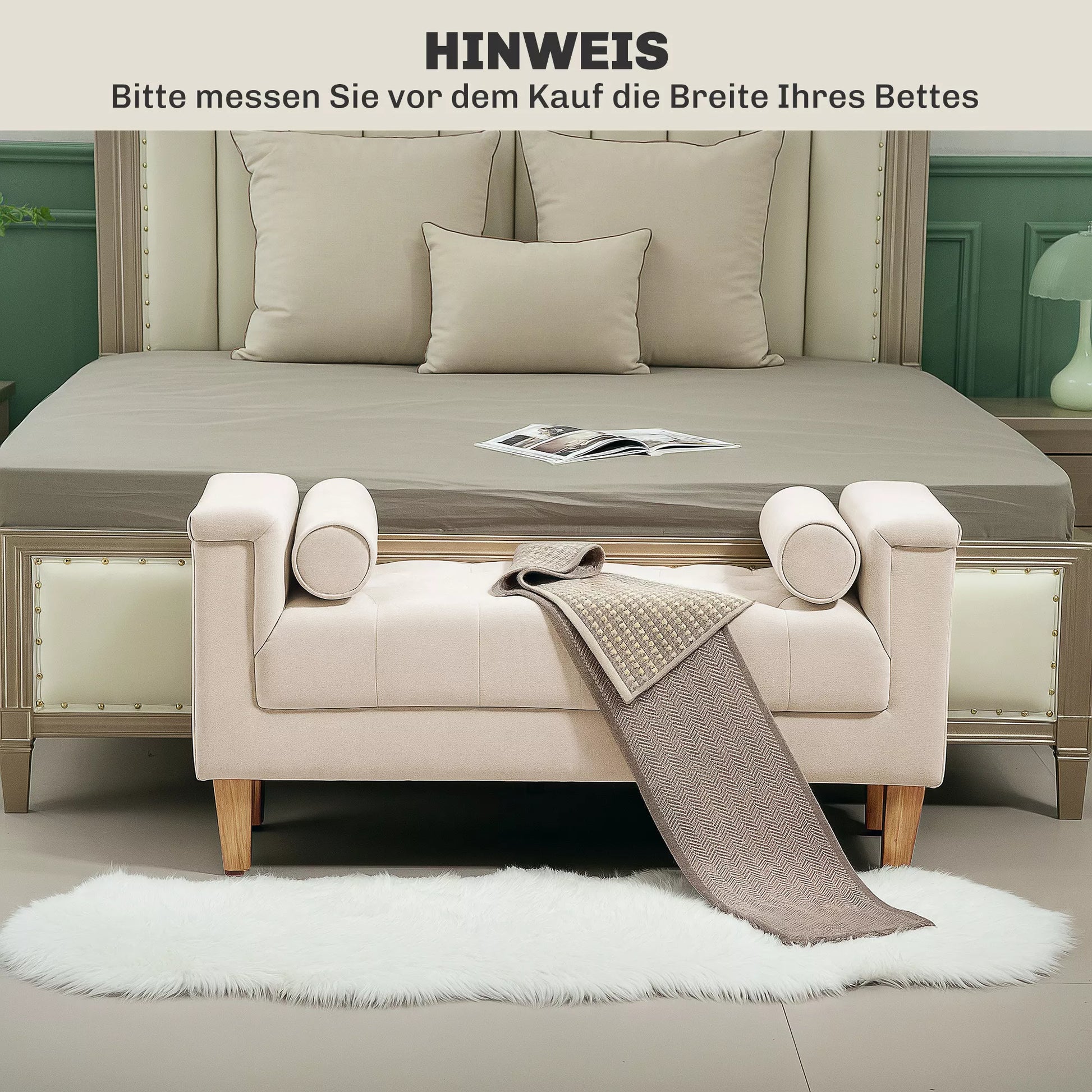 Minkšta suolelė, vintage stilius, 2 pagalvėlės, šeniliniai apmušalai, 115 x 44 x 58 cm, smėlio spalvos