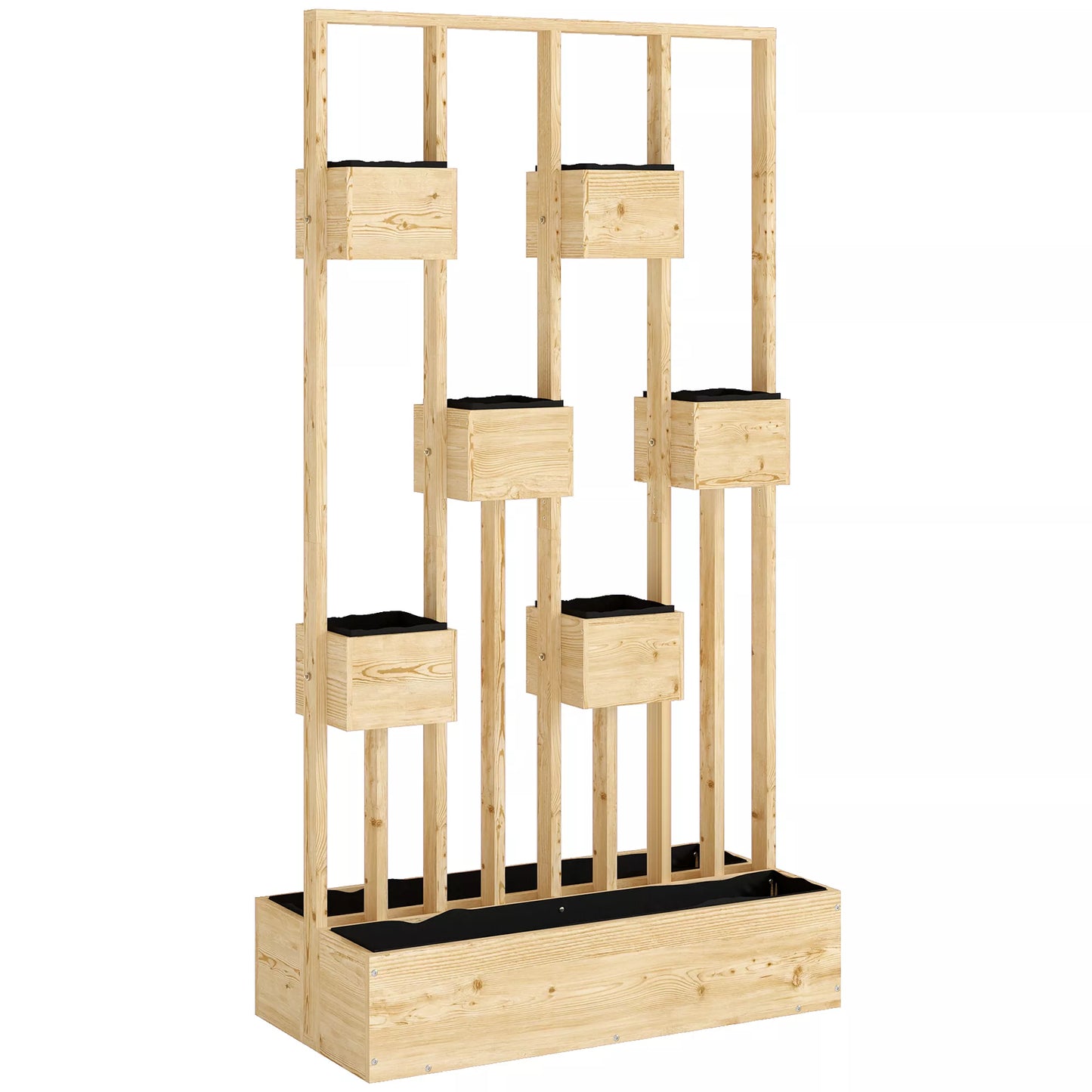 Aukštas gėlių vazonas su grotelėmis, medinis vazonas, gėlių vazonas, 90 x 45 x 170 cm