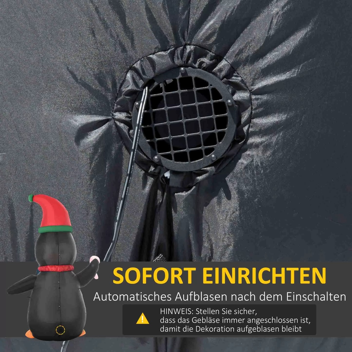 Pripučiamas kalėdinis dekoras, 2,5 m pripučiamas kalėdinis pingvinas su 3 LED lemputėmis, 162 x 100 x 250 cm, daugiaspalvis