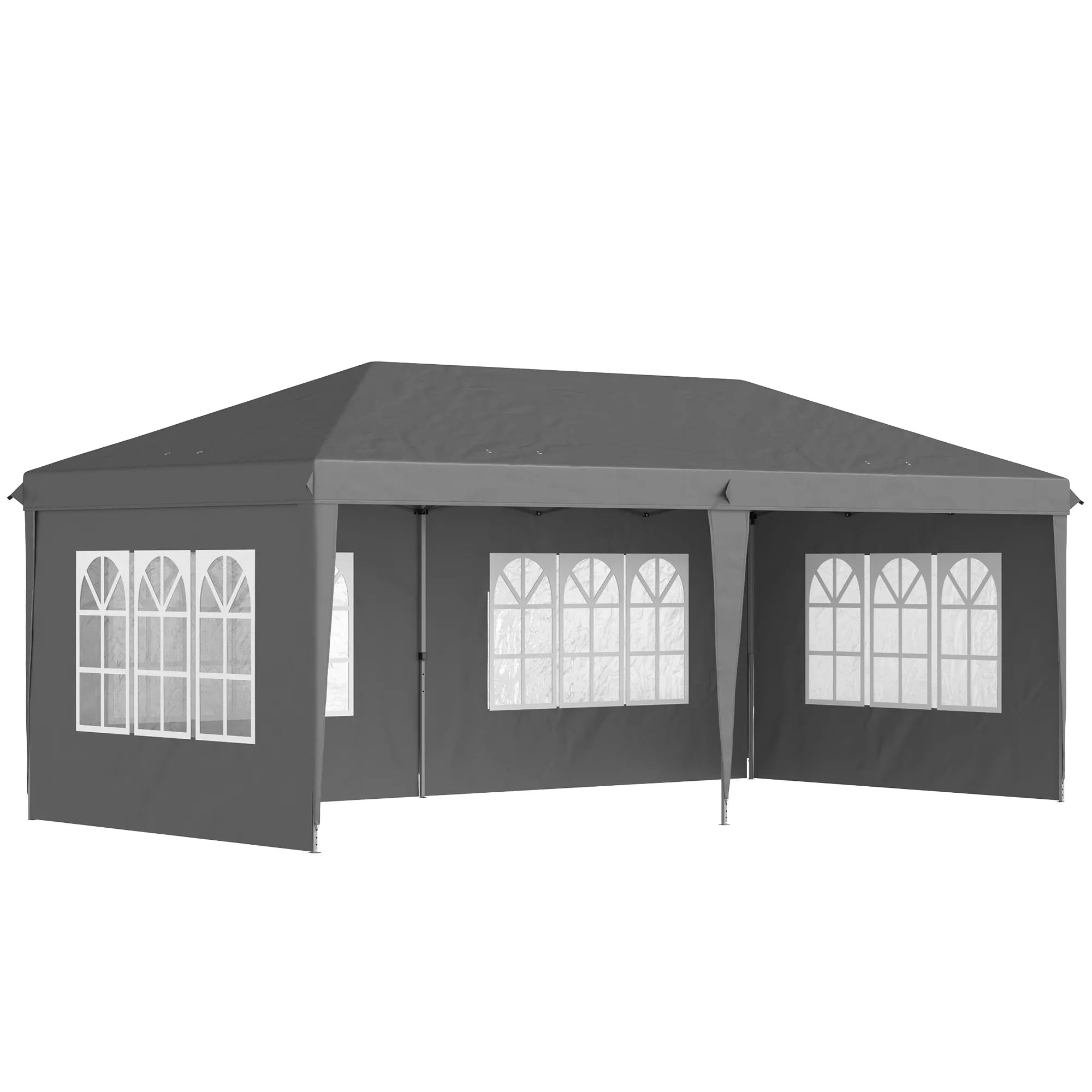 Greitai surenkama pavėsinė, sulankstomas renginių paviljonas, poliesteris ir plienas, 3x6 m, pilka