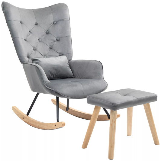 Akcentinis krėslas su pakoja, apmuštas, su aukšta atlošas, velveto imitacijos, iki 150 kg, tamsiai pilkos spalvos