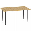 Sodo stalas 150x90 cm, atsparus oro sąlygoms plieninis balkono stalas, balkono stalas su skėčio tvirtinimo anga, rudos spalvos