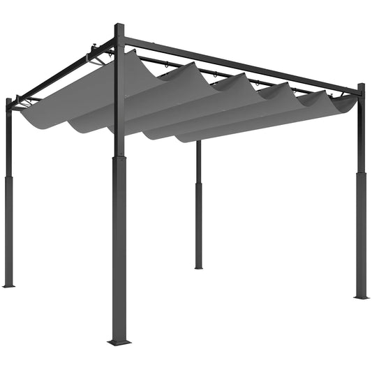 Laisvai pastatoma pergola, terasos stoginė su magnetiniu fiksavimu ir stumdomu stogu, aliuminis ir poliesteris, 3x3 m, antracitas