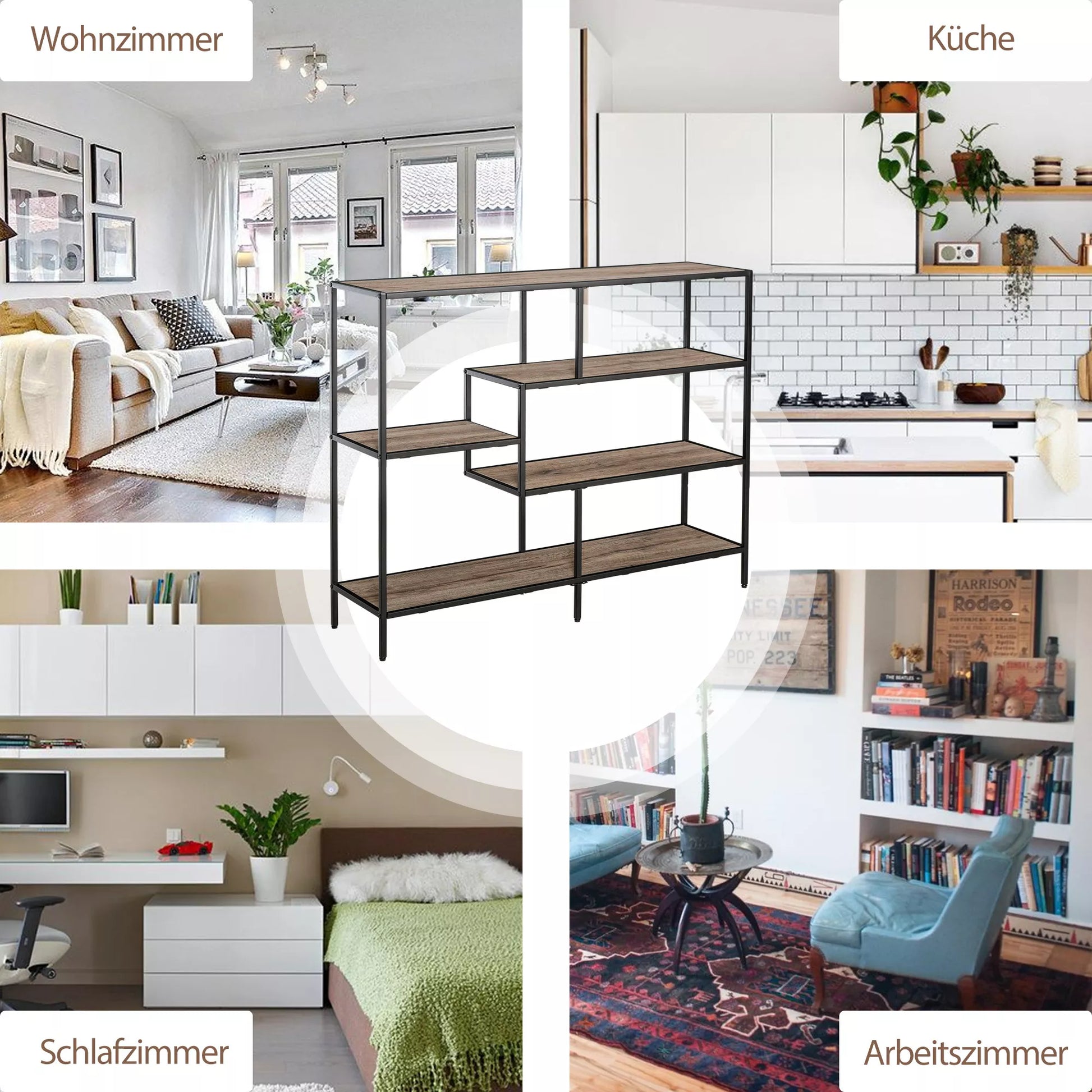 Pastolinė lentyna, knygų lentyna, sandėliavimo lentyna, pramoninio stiliaus, dokumentų lentyna, virtuvės lentyna, P2 medžio drožlių plokštė, metalas, juoda+šviesi ąžuolo spalva, 120 x 32 x 95 cm