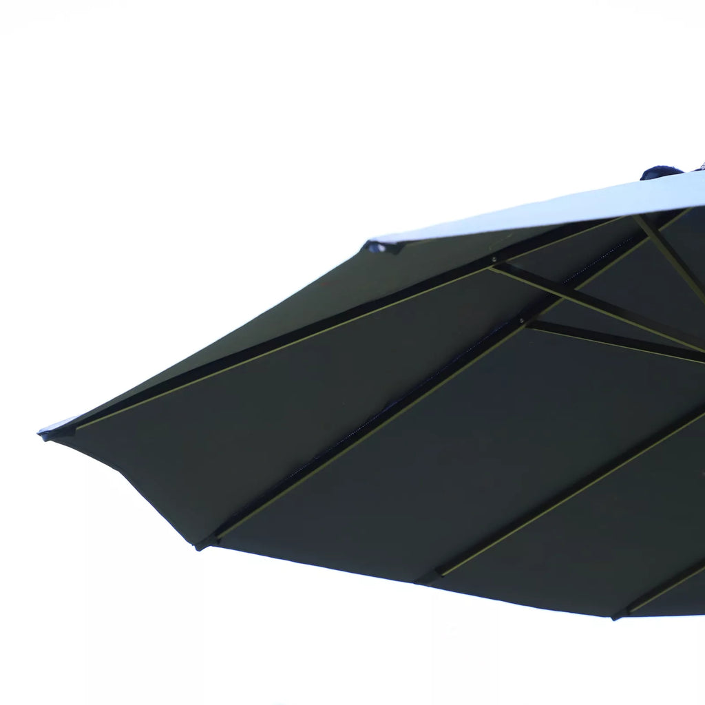 Dvigubas skėtis nuo saulės 455 x 270 cm Sodo skėtis su rankine ovalios formos tvirta metaline strypu Turgaus skėtis Dvigubas skėtis nuo saulės Terasos skėtis Apsauga nuo saulės paplūdimyje, balkone, terasoje, sode Mėlynas