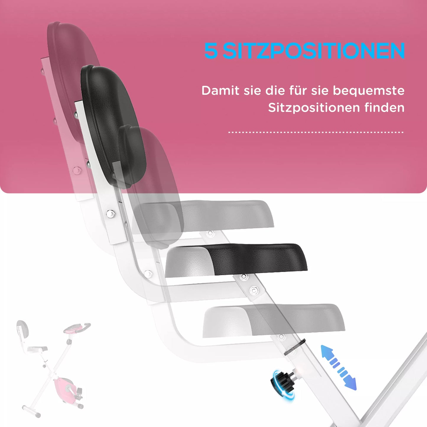 Sulankstomas magnetinis dviračių treniruoklis namams su LCD monitoriumi, 8 lygių reguliuojamu magnetiniu pasipriešinimu, erdvę taupantys treniruokliai dviračiai namams, rožinė+balta