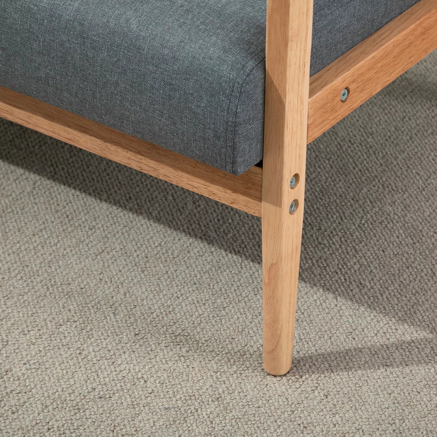 2 vietų sofa, 115 cm ilgio sofa su porankiais, atlošu, Maža minkšta sofa su linine išvaizda, medinės kojos, Minkšta svetainės, miegamojo poilsio sofa, Tamsiai pilka