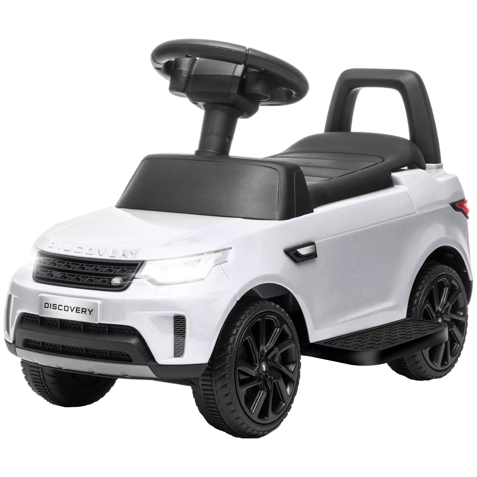 Elektrinis vaikų automobilis 6 V, „Land Rover“, važiavimo/stumimo režimas, žibintai, muzika, baltas