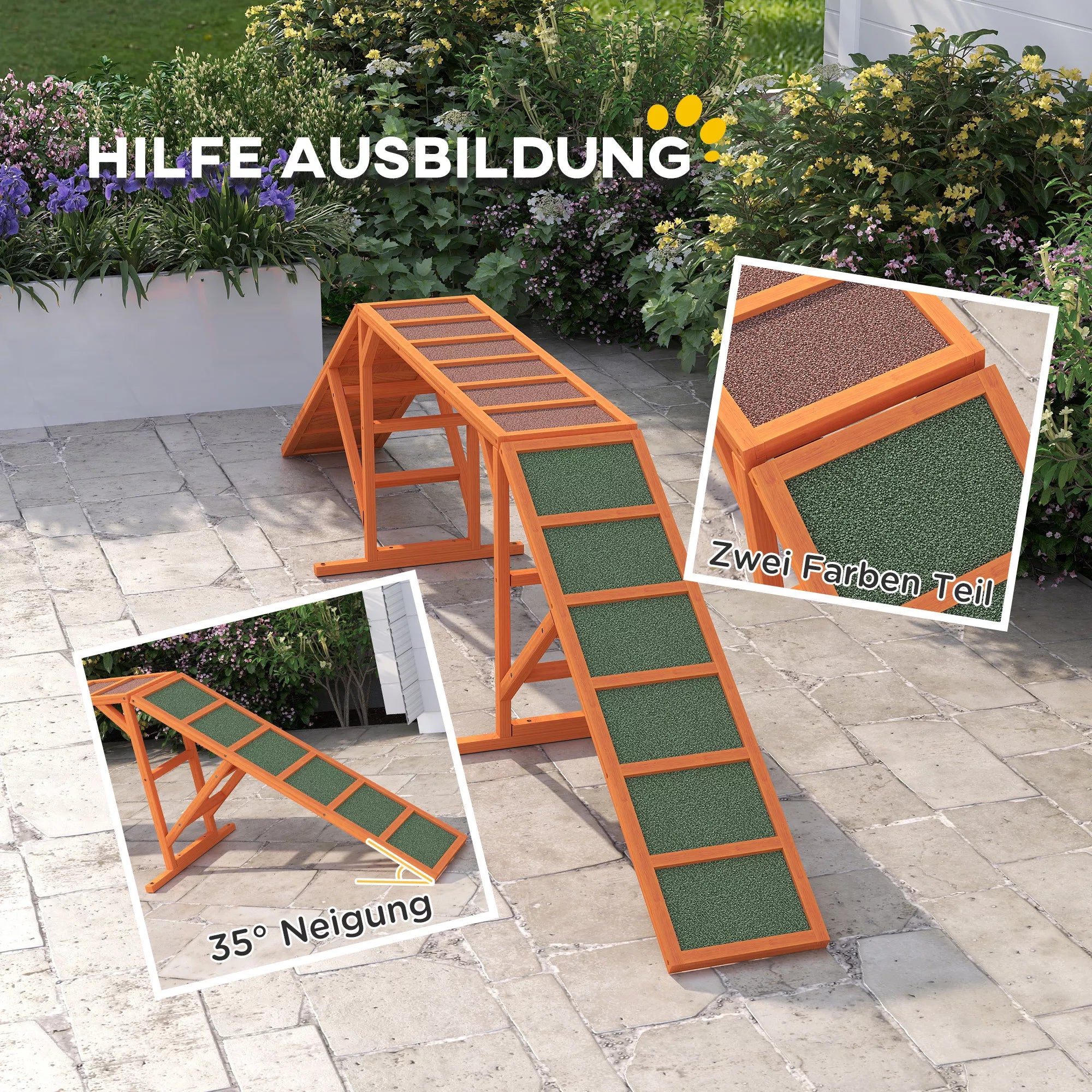 Šunų agility rampa dresūrai, medinė, neslystanti, 335x55x60 cm