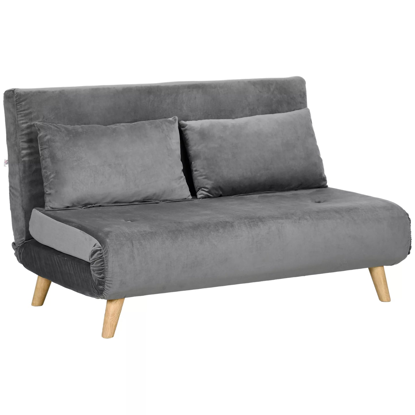 Miegamoji sofa-lova, poilsio sofa, su 2 pagalvėlėmis, aksomo išvaizda, 130 x 78 x 79 cm, pilka