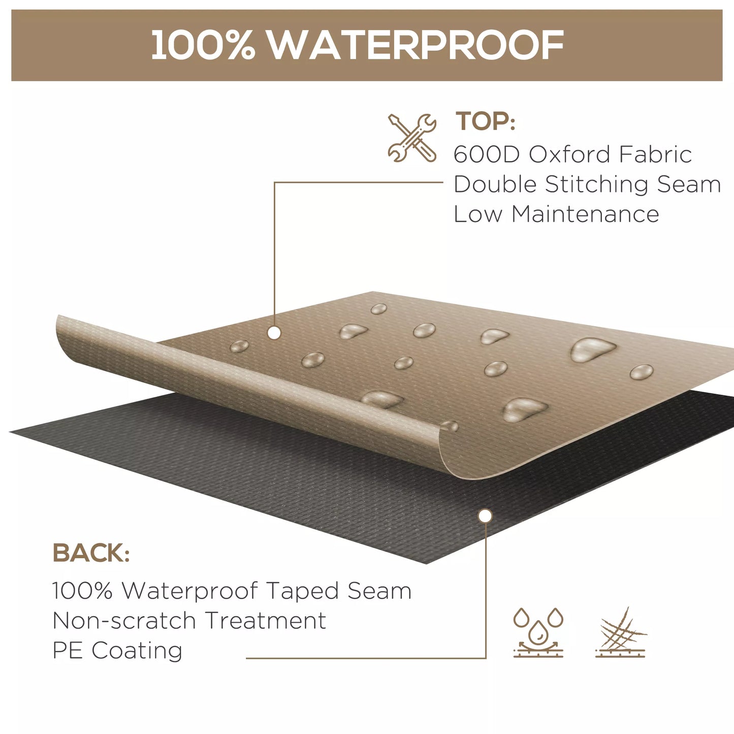 Apsauginis uždangalas sodo baldams, oxford audinys, žiemai pritaikytas 275x205x90 cm, smėlio