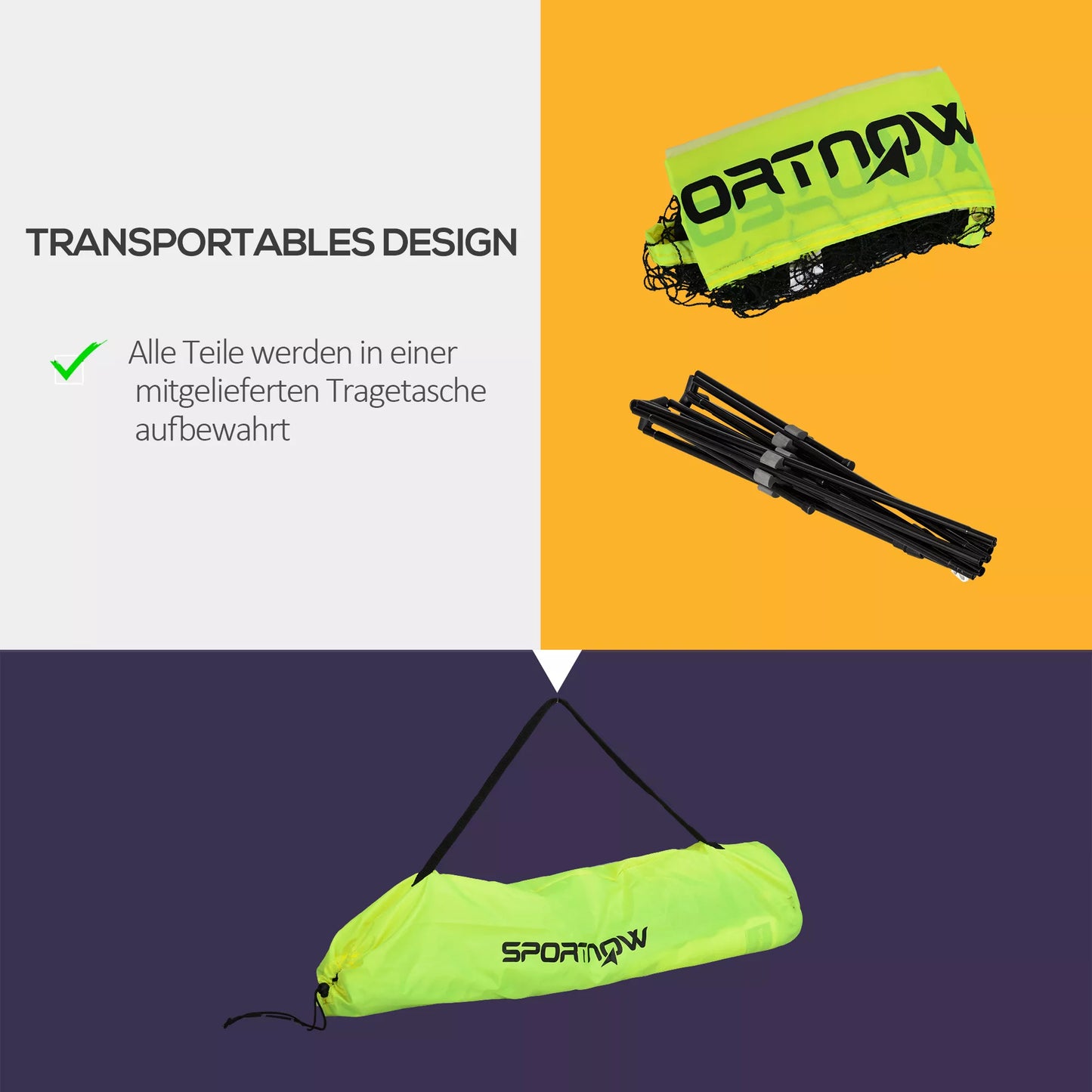 Reguliuojamo aukščio badmintono tinklas 107–155 cm, tinkantis badmintonui, tenisui, pickleballui, tinkliniui, su krepšiu