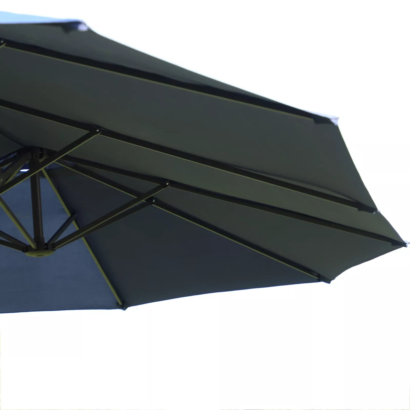 Dvigubas skėtis nuo saulės 455 x 270 cm Sodo skėtis su rankine ovalios formos tvirta metaline strypu Turgaus skėtis Dvigubas skėtis nuo saulės Terasos skėtis Apsauga nuo saulės paplūdimyje, balkone, terasoje, sode Mėlynas