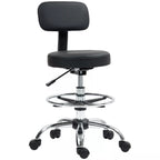 Biuro kėdė, kompaktiška sukiojama kėdė, reguliuojamo aukščio, su atrama kojoms, sukiojama 360°, dirbtinė oda, metalas, juoda