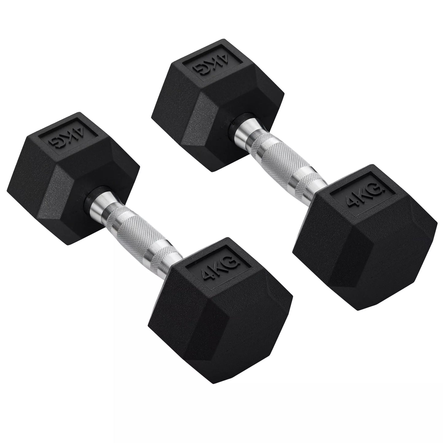 Šešiakampės hantelės, 2 vnt. rinkinys su rifliuota rankena, ketaus hantelių rinkinys, 2 x 4 kg, hantelės vyrams ir moterims, namams, sporto salei, jėgos treniruotėms