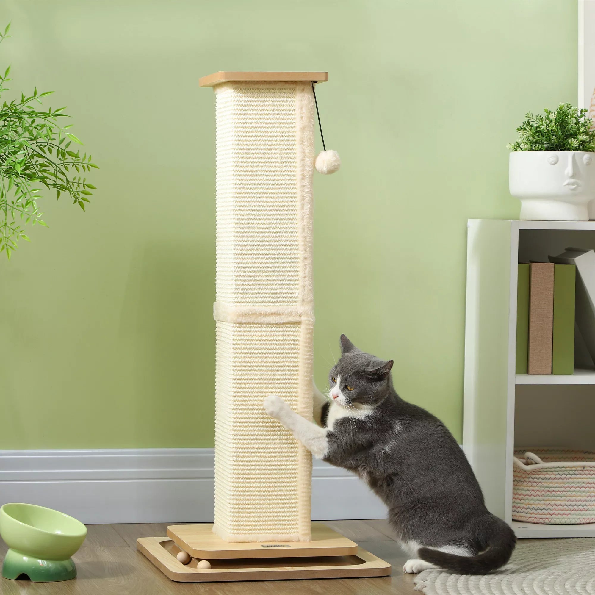 Katės draskyklė su žaidimų trasa 87 cm ąžuolo spalvos