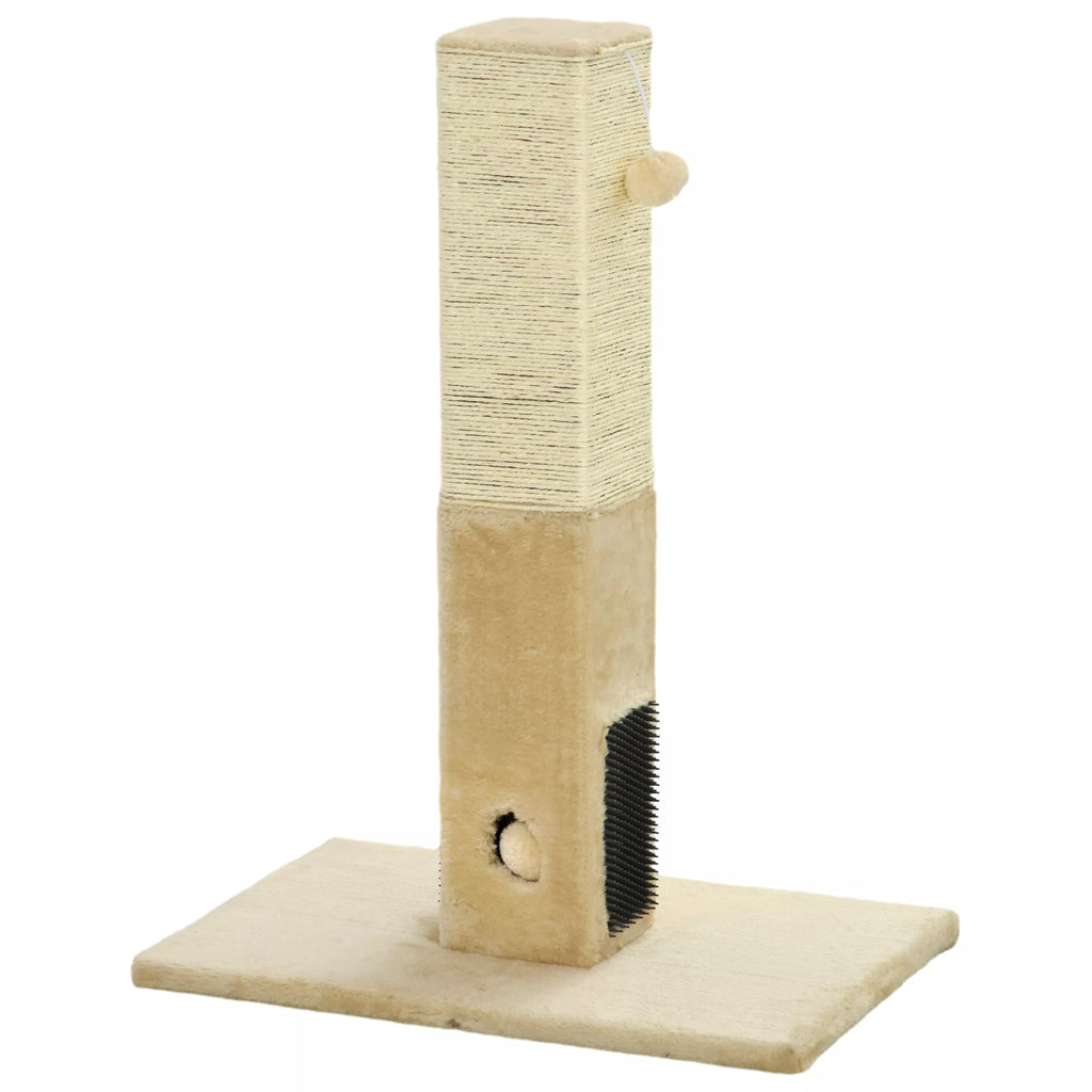 Kačių draskyklė-stulpas 79 cm su džiūto virve ir žaislu, smėlio spalvos