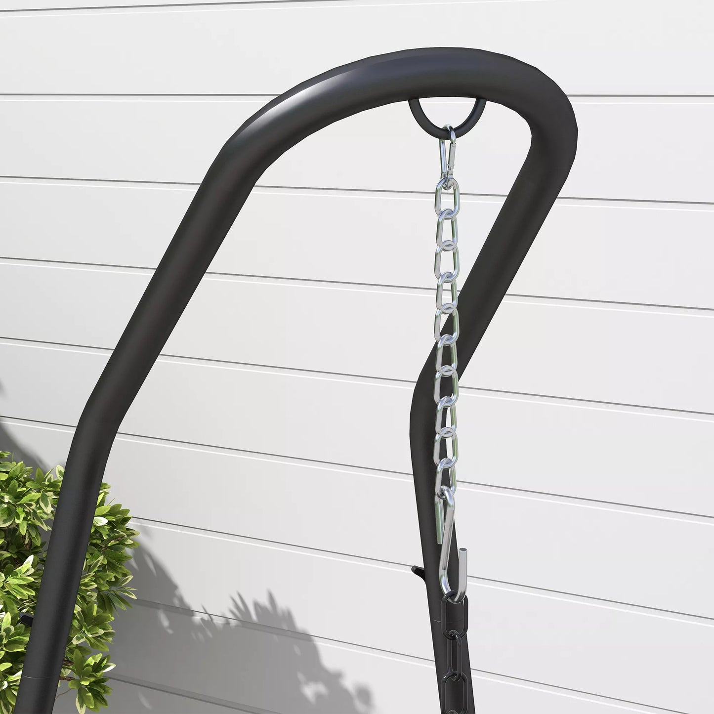 Kabamasis kėdės stovas Kabamosios kėdės rėmas Kabamosios kėdės laikiklis, 133 cm x 116 cm x 195/230 cm, juodas