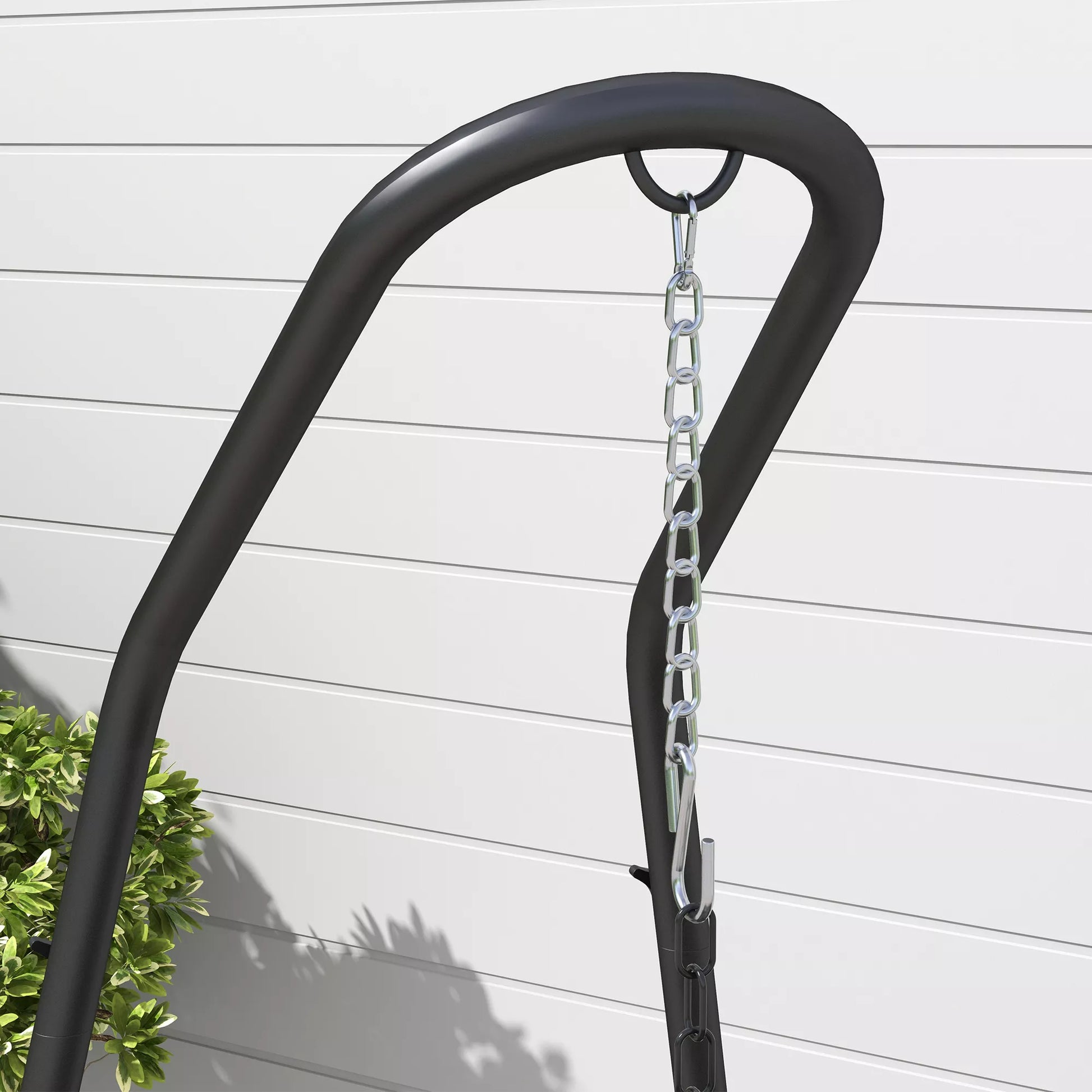 Kabamasis kėdės stovas Kabamosios kėdės rėmas Kabamosios kėdės laikiklis, 133 cm x 116 cm x 195/230 cm, juodas