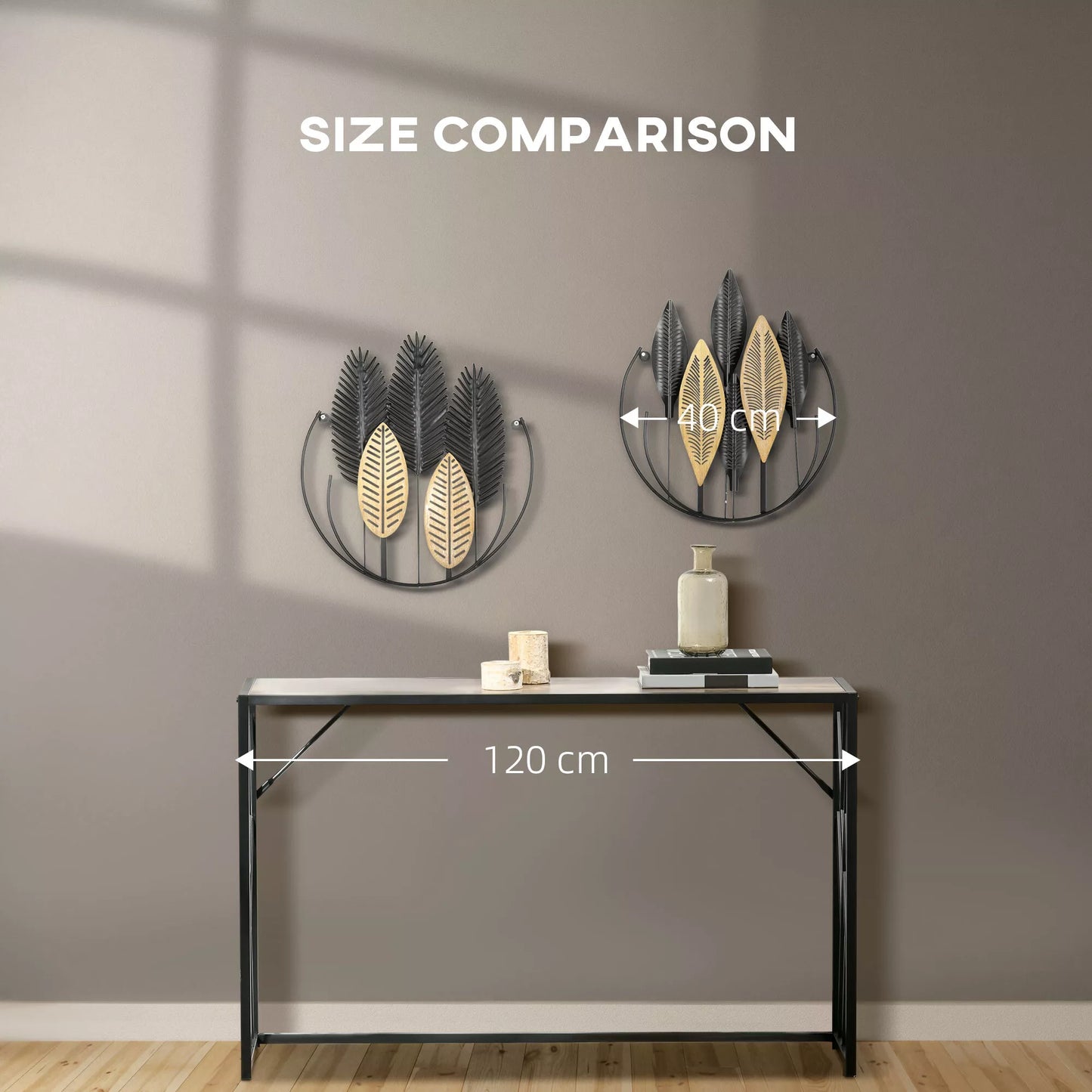 3D sienų dekoracijos 2 vnt. rinkinys Moderni metalo apdaila Natūrali + Juoda