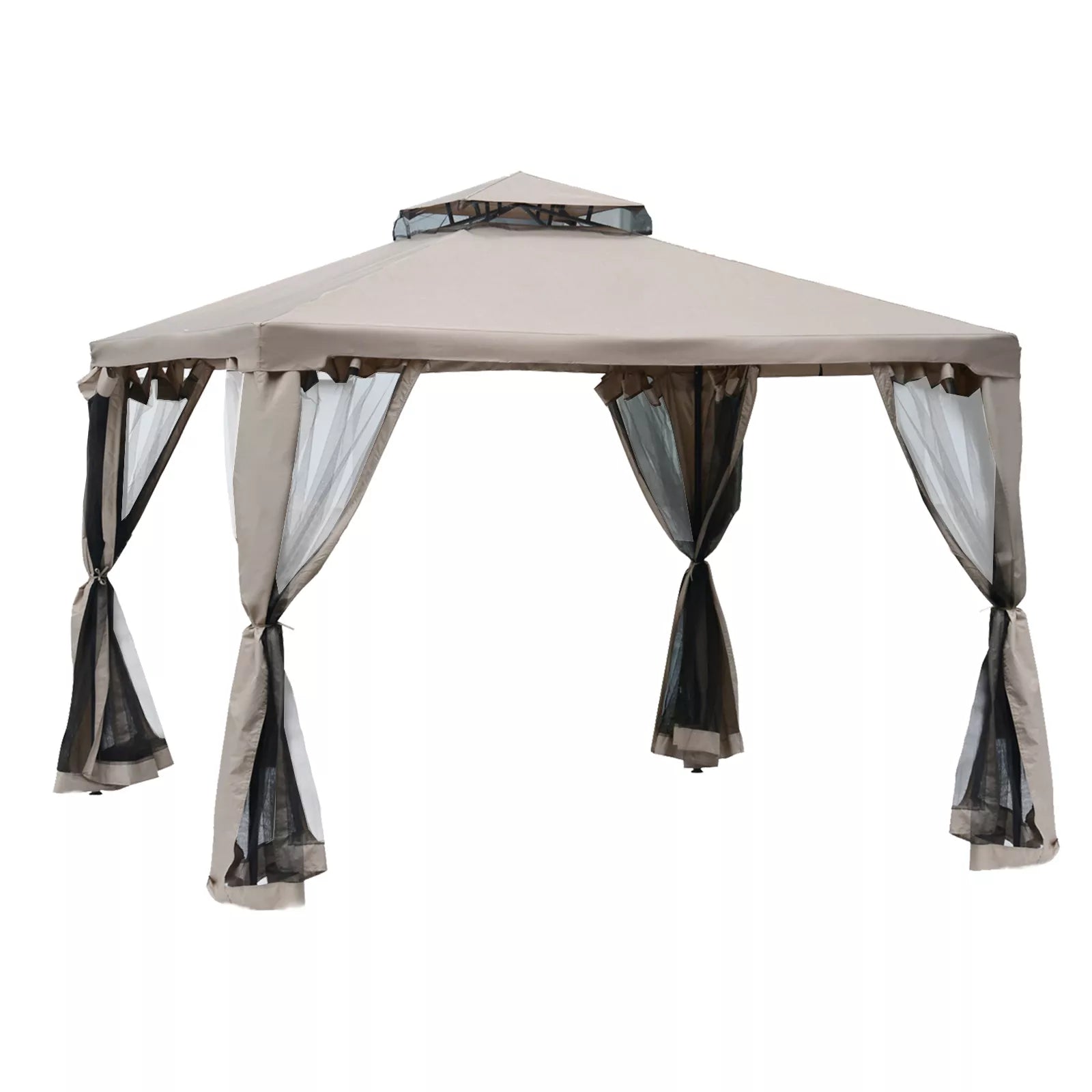 Sodo paviljonas Paviljonas Sodo palapinė Šventinė palapinė Vakarėlių palapinė su 4 x šoninėmis sienomis, atspari oro sąlygoms Metalas + poliesteris Pilka 2,94 x 2,94 x 2,65 m