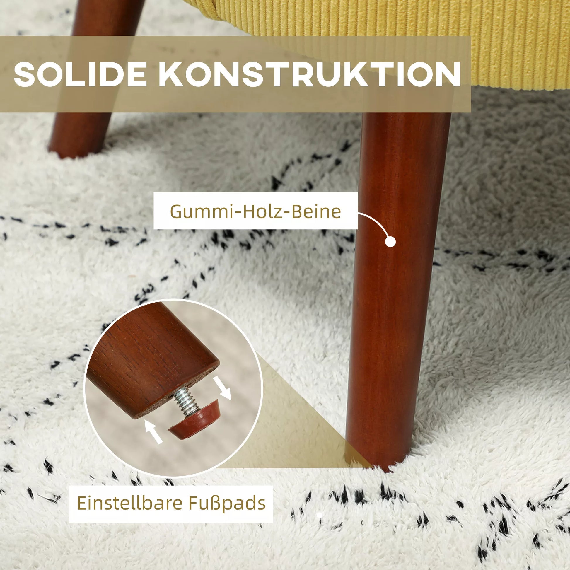 Modernus krėslas su porankiais, minkštas akcentinis krėslas su juosmens pagalve, kaučiuko medžio kojomis, geltonos spalvos