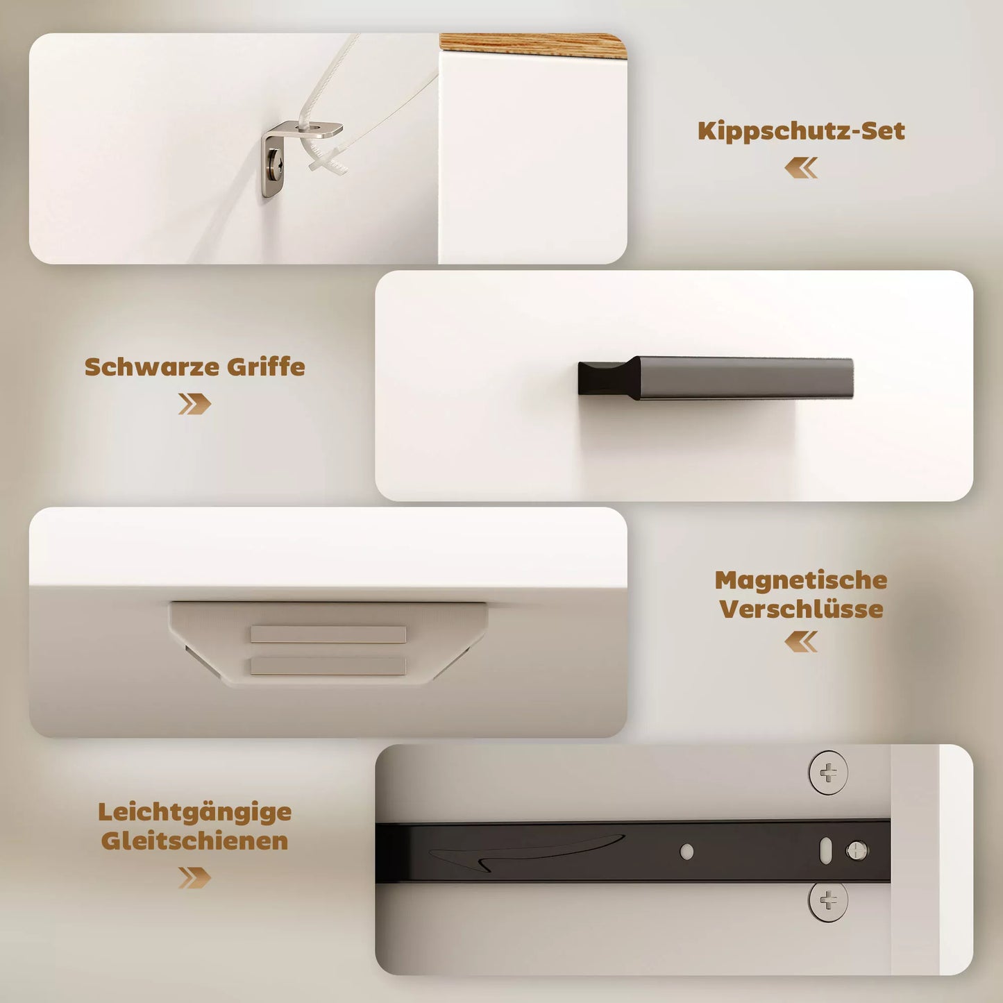 Spintelė su saugykla, komoda su 2 stalčiais, reguliuojama lentyna, skirta virtuvei, svetainei, koridoriui, natūrali mediena, balta