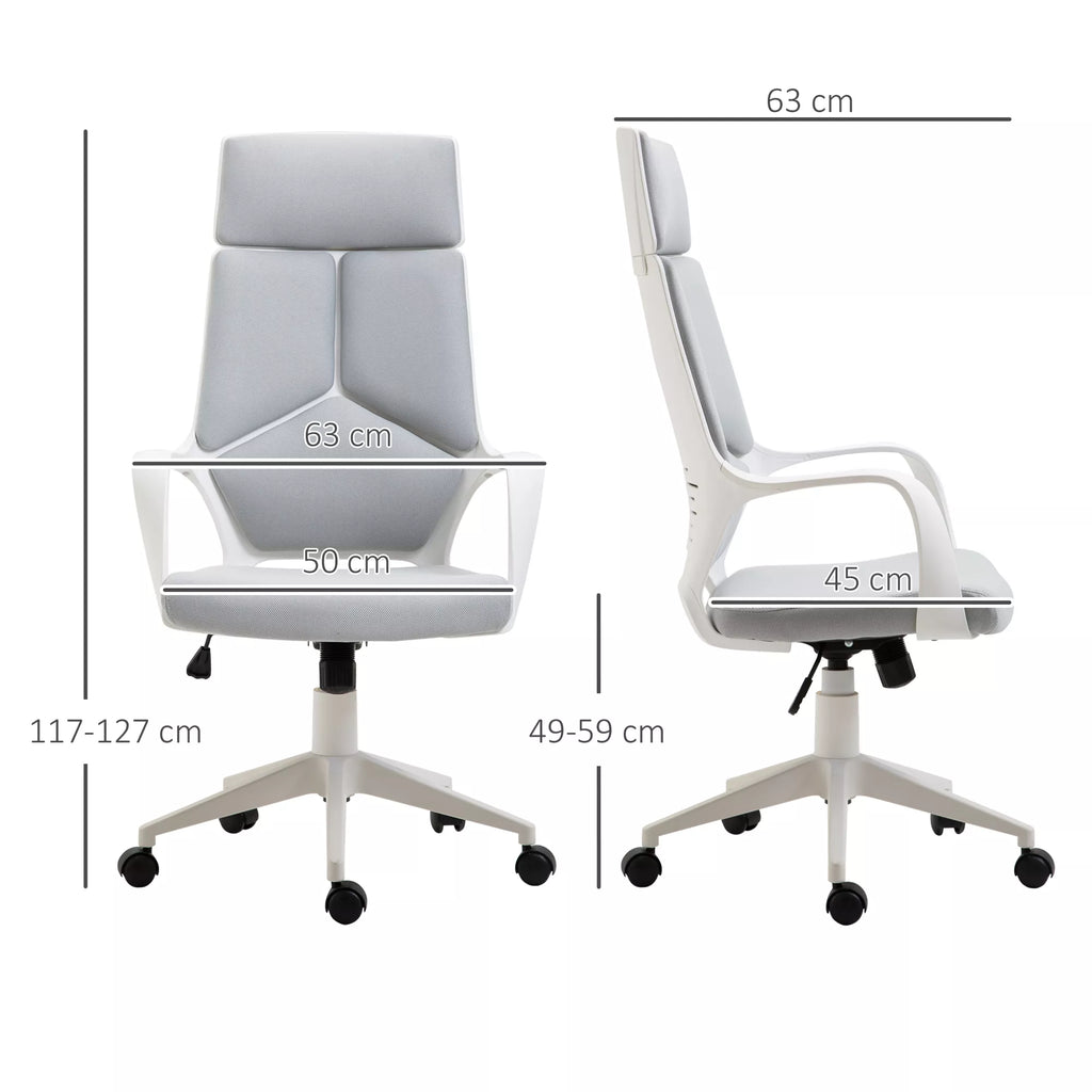 Ergonomiška biuro kėdė, tinklinė medžiaga, reguliuojamas aukštis, sukiojama, su ratukais, pilka + balta