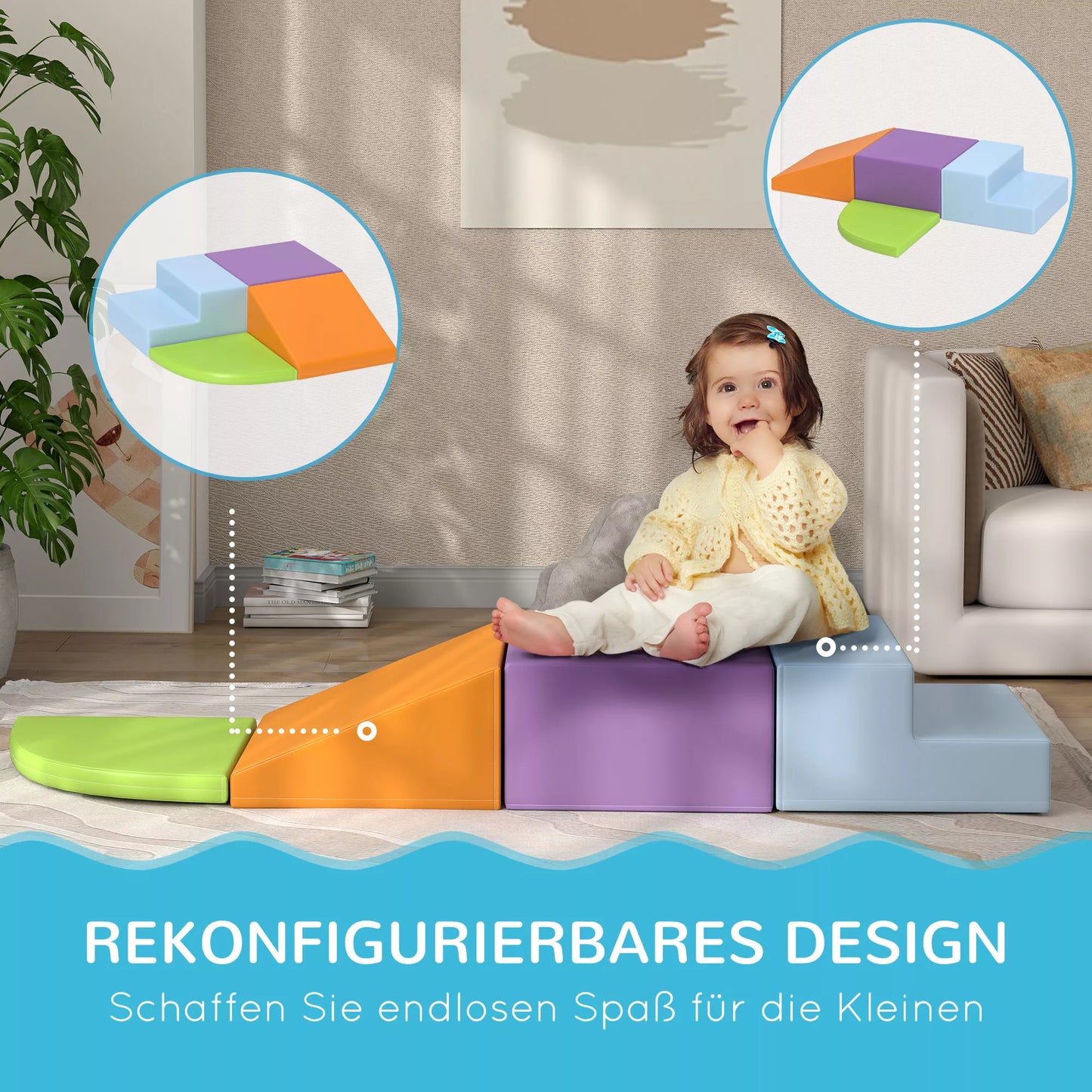 Minkštų blokelių rinkinys vaikams, laipiojimo ir ropojimo žaislas, minkšta dirbtinė oda, EPE putplastis, daugiaspalvis