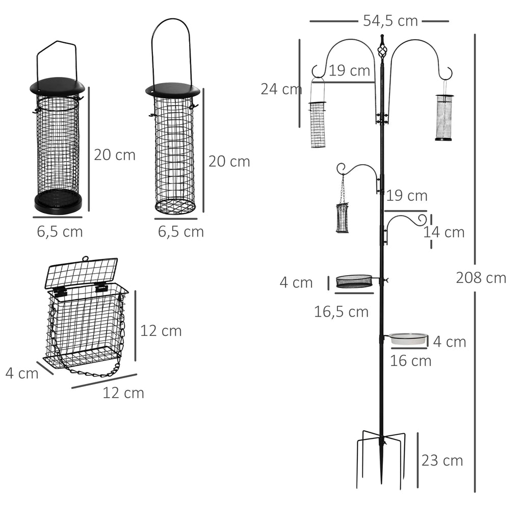 Lesyklos stotelė vidaXL, 208 cm, su 4 kabliukais, juoda