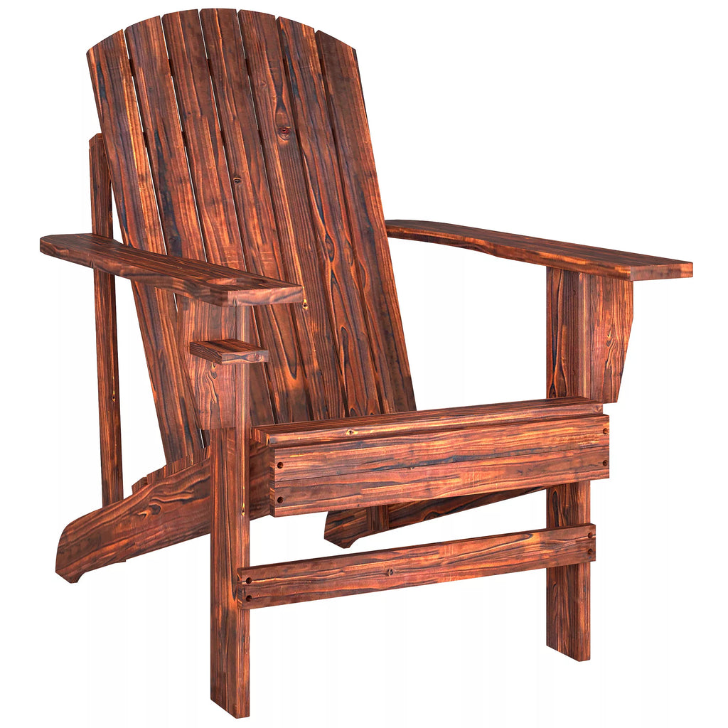 Adirondack sodo kėdė su laikikliu puodeliui Sodo gultas Balkono kėdė Masyvi mediena Anglies spalvos 72 x 95 x 93 cm