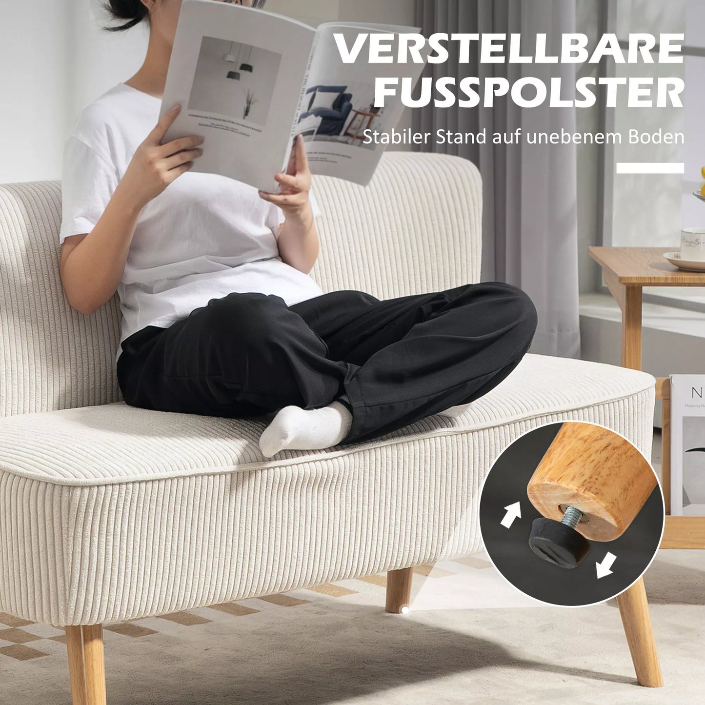 2-vietė sofa, minkšta apmušalai, lengvai prižiūrimi apmušalai, atlaiko iki 150 kg svorį, 117 x 56,5 x 77 cm, kreminė balta spalva