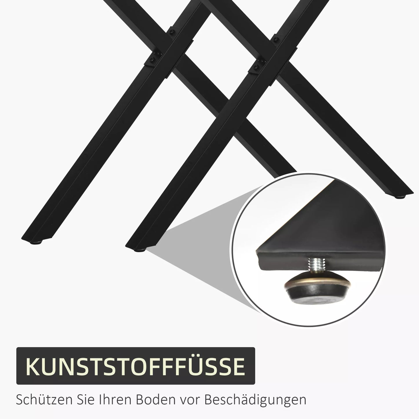 2 vnt. Plieninės stalo kojos / atramos, skirtos valgomajam stalui, rašomajam stalui, kavos staliukui, stalo pagrindas, X formos, juodos, 72 cm