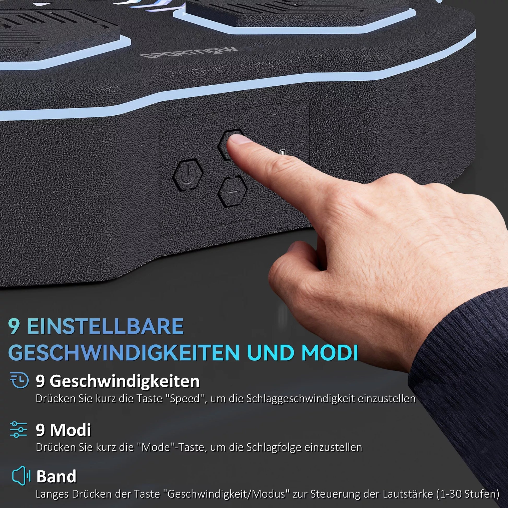 Muzikos grotuvas su Bluetooth, tvirtinamas prie sienos, 9 greičiai ir režimai, LED apšvietimas, juodas