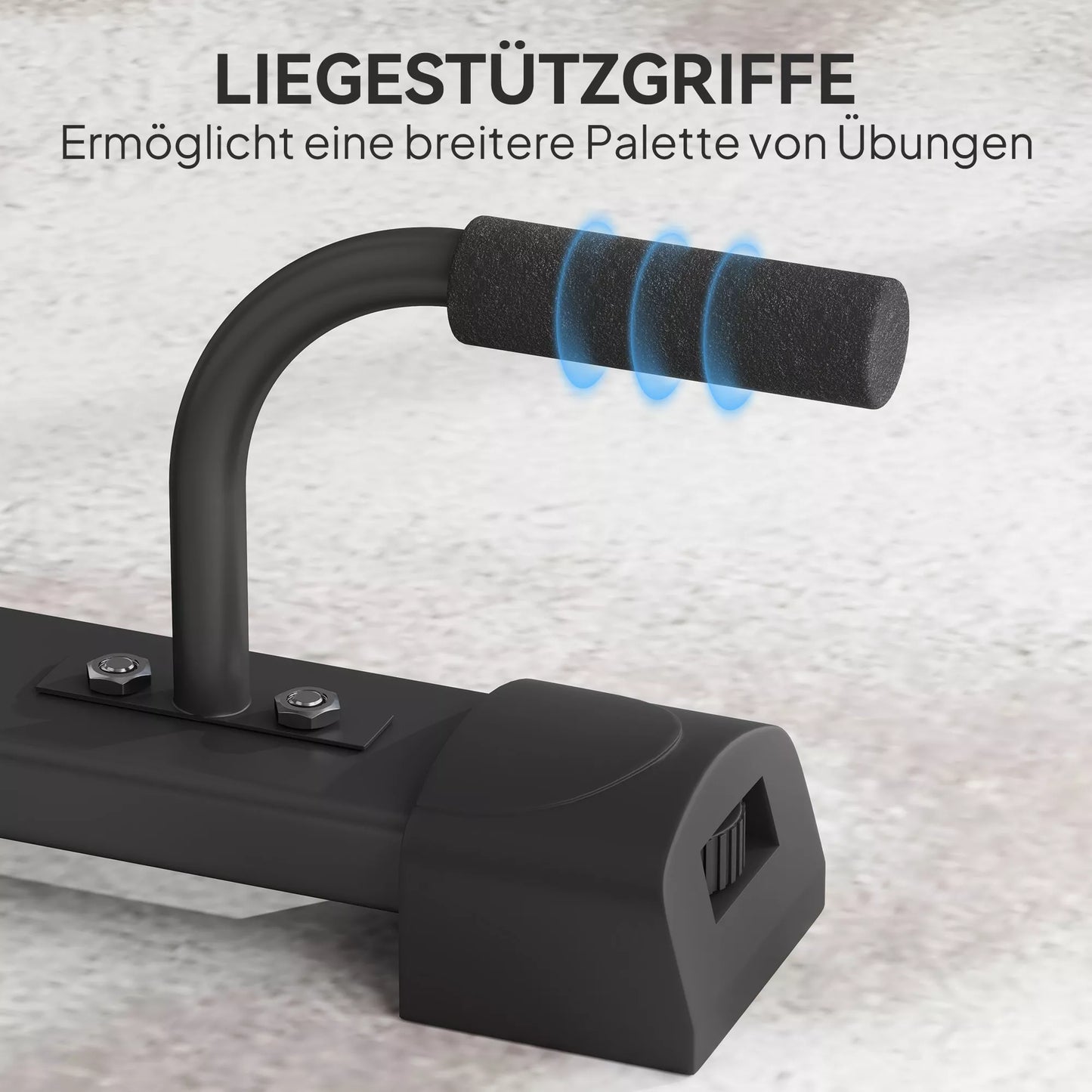 Treniruočių stendas, atsispaudimų stovas, reguliuojamas aukštis 93-117 cm, 540 kg apkrova, viso kūno treniruotė, juodos spalvos