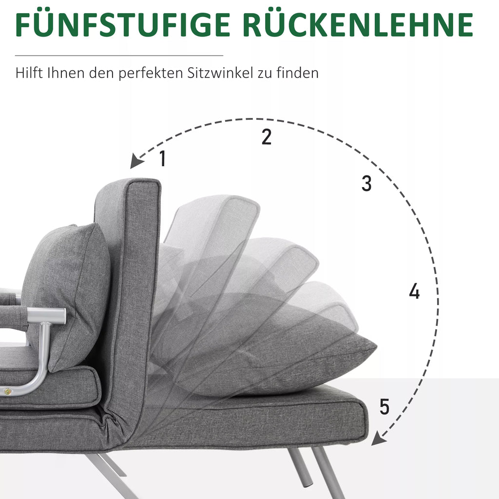 Sofa-lova su reguliojamu atlošu, 185,5 cm, pilka