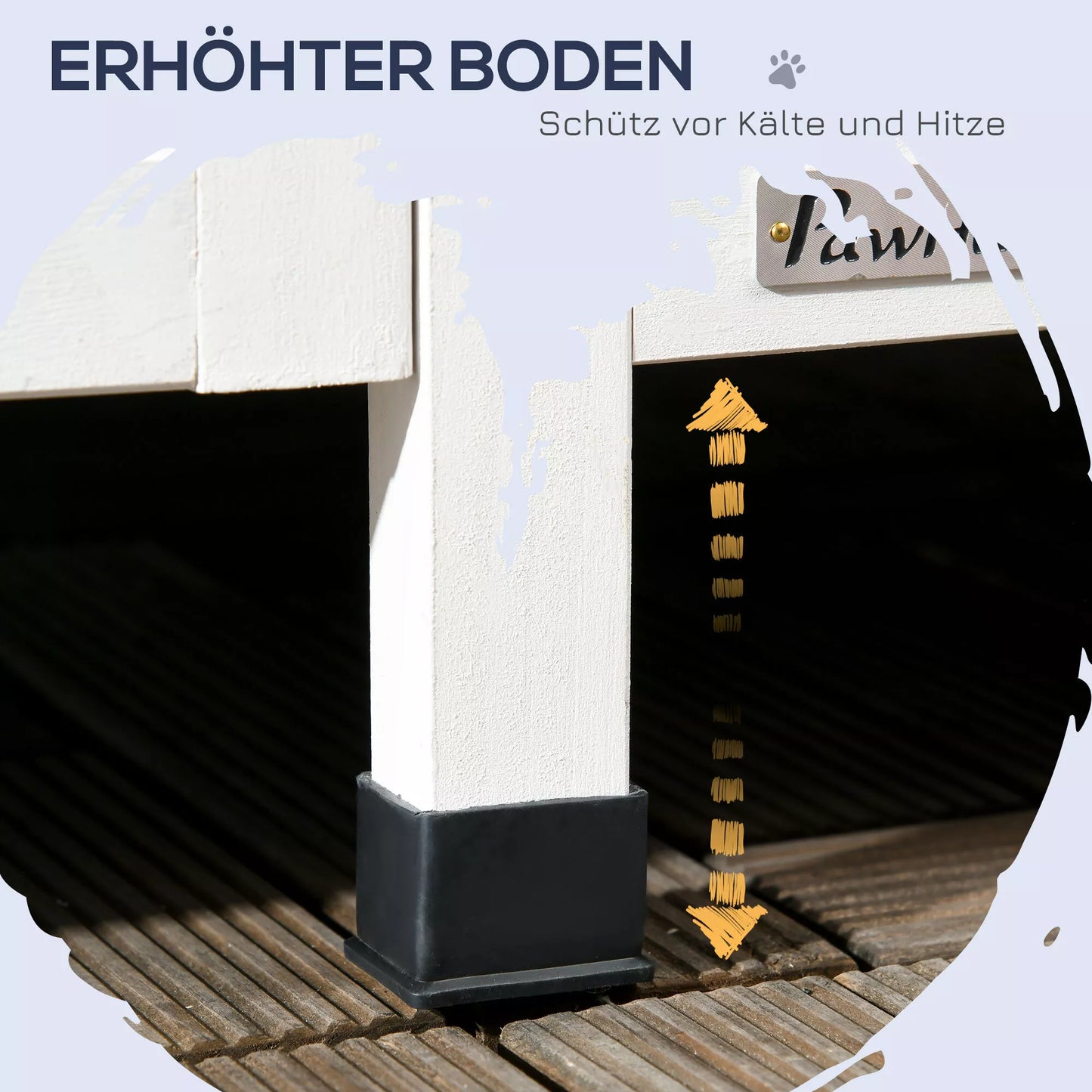 Lauko namelis katėms, dviejų aukštų, pakeltas nuo žemės, natūralaus medžio, su asfalto stogu, pilkas, 96 x 65 x 85,5 cm