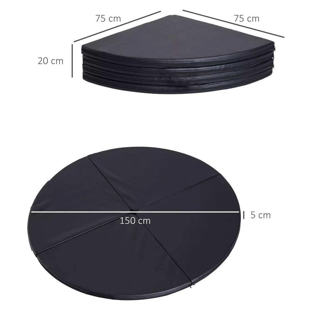 Pole dance kilimėlis, 5 cm storio apvalus plastikinis kilimėlis, skirtas pole dance pratimams, gimnastikai, jogai, juodos spalvos