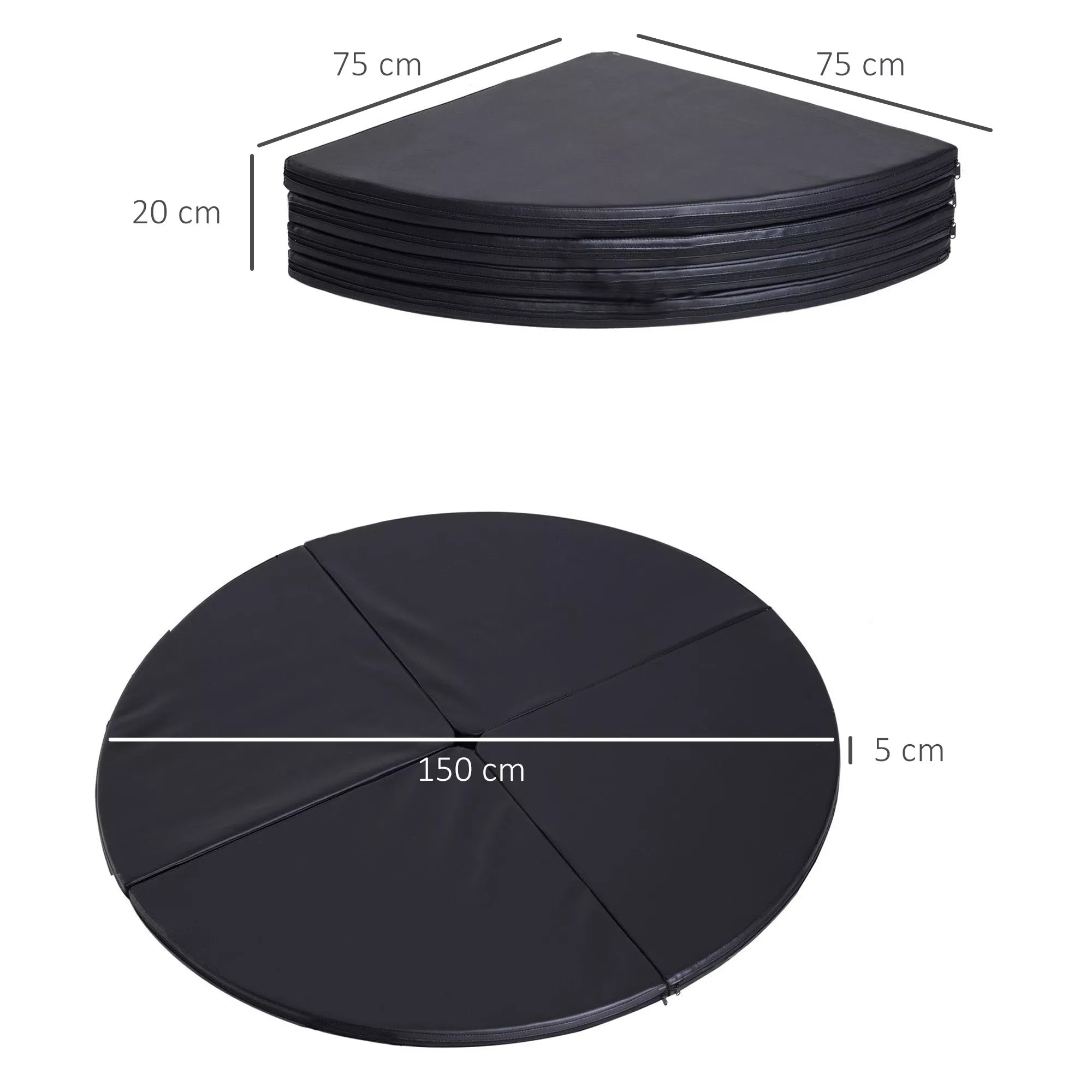 Pole dance kilimėlis, 5 cm storio apvalus plastikinis kilimėlis, skirtas pole dance pratimams, gimnastikai, jogai, juodos spalvos