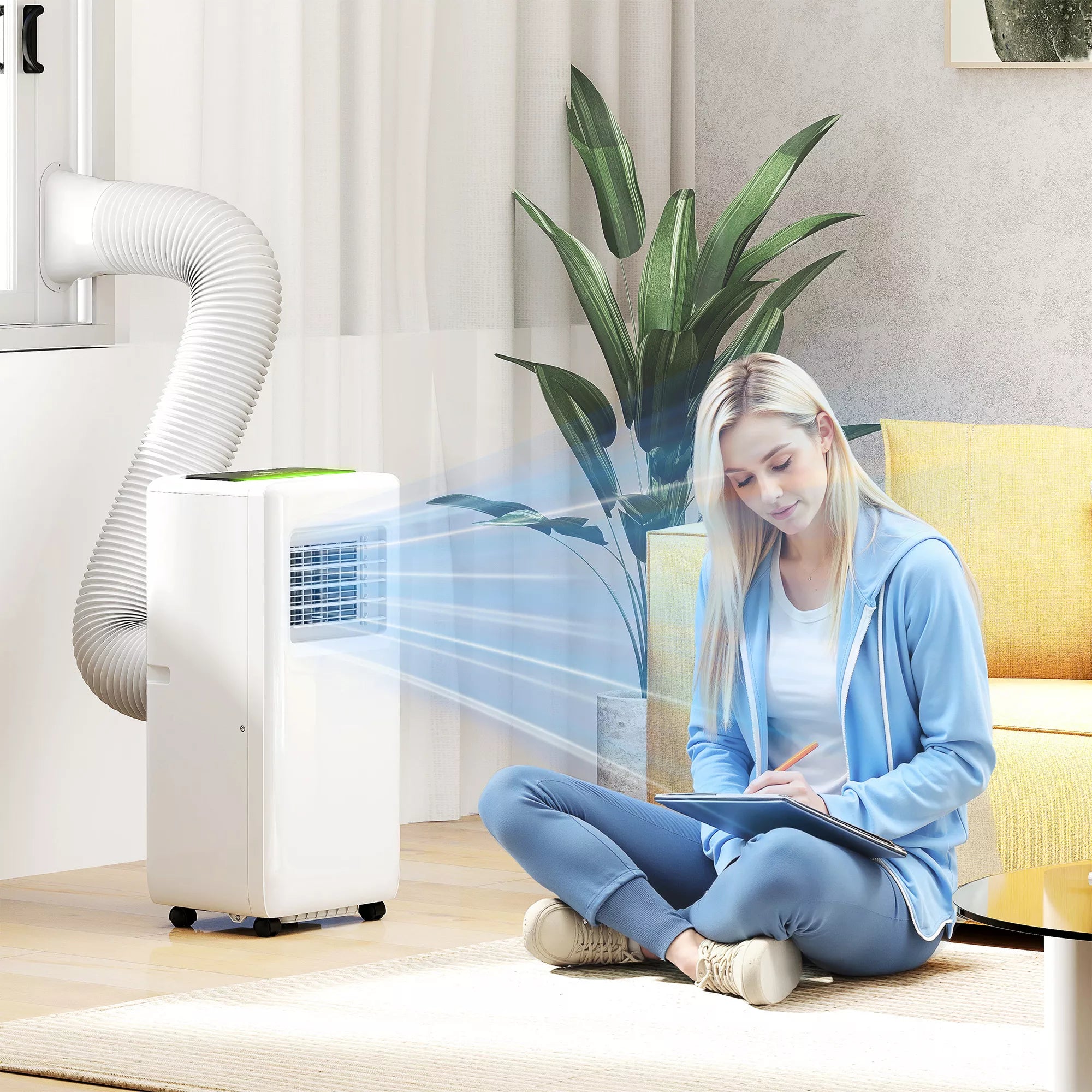 Mobilus oro kondicionierius, įvairūs nustatymai, LED ekranas, laikmatis, ratukai, baltos spalvos