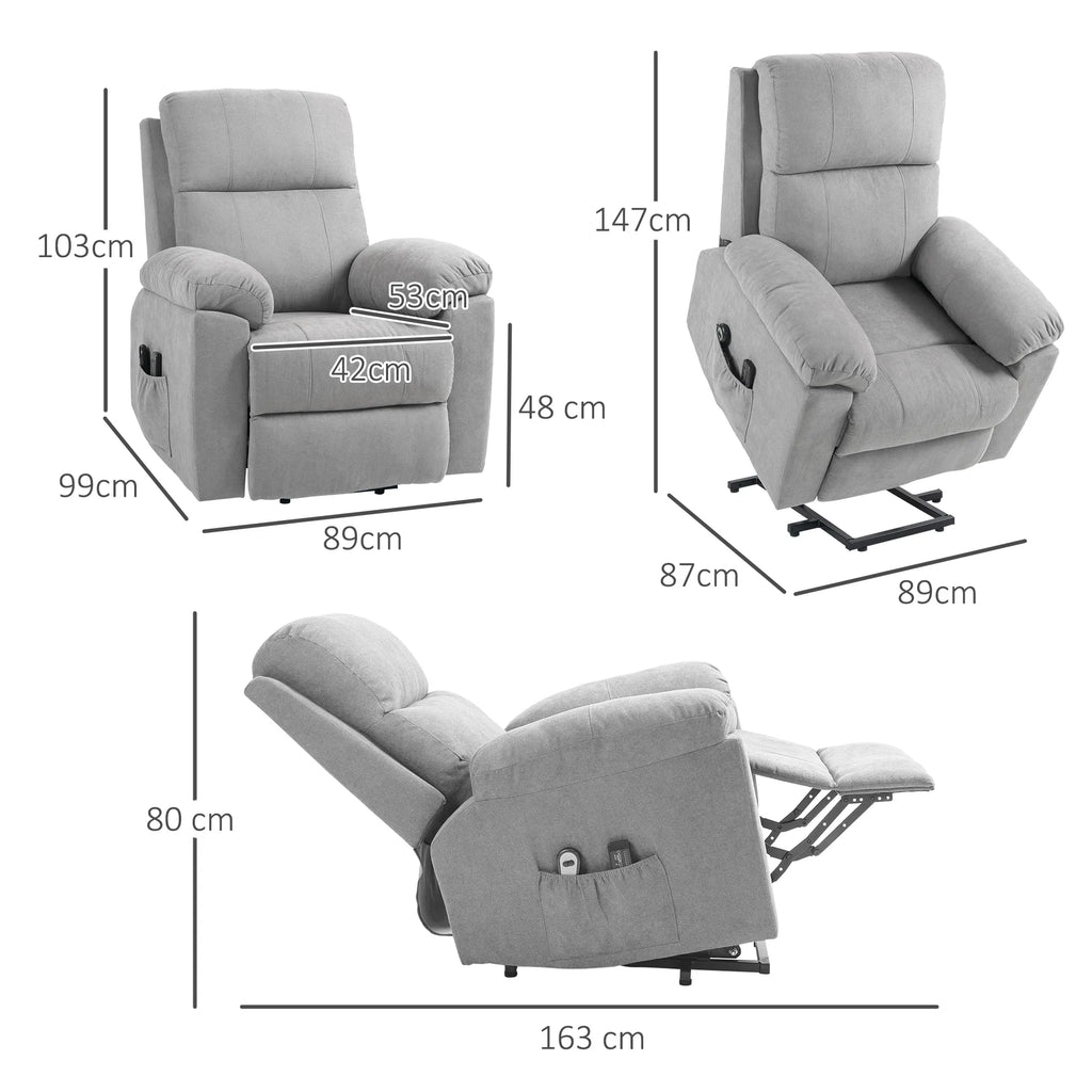 Keltuvo-reclainer krėslo matmenų schema: 89 cm plotis, 99 cm gylis, 103 cm aukštis