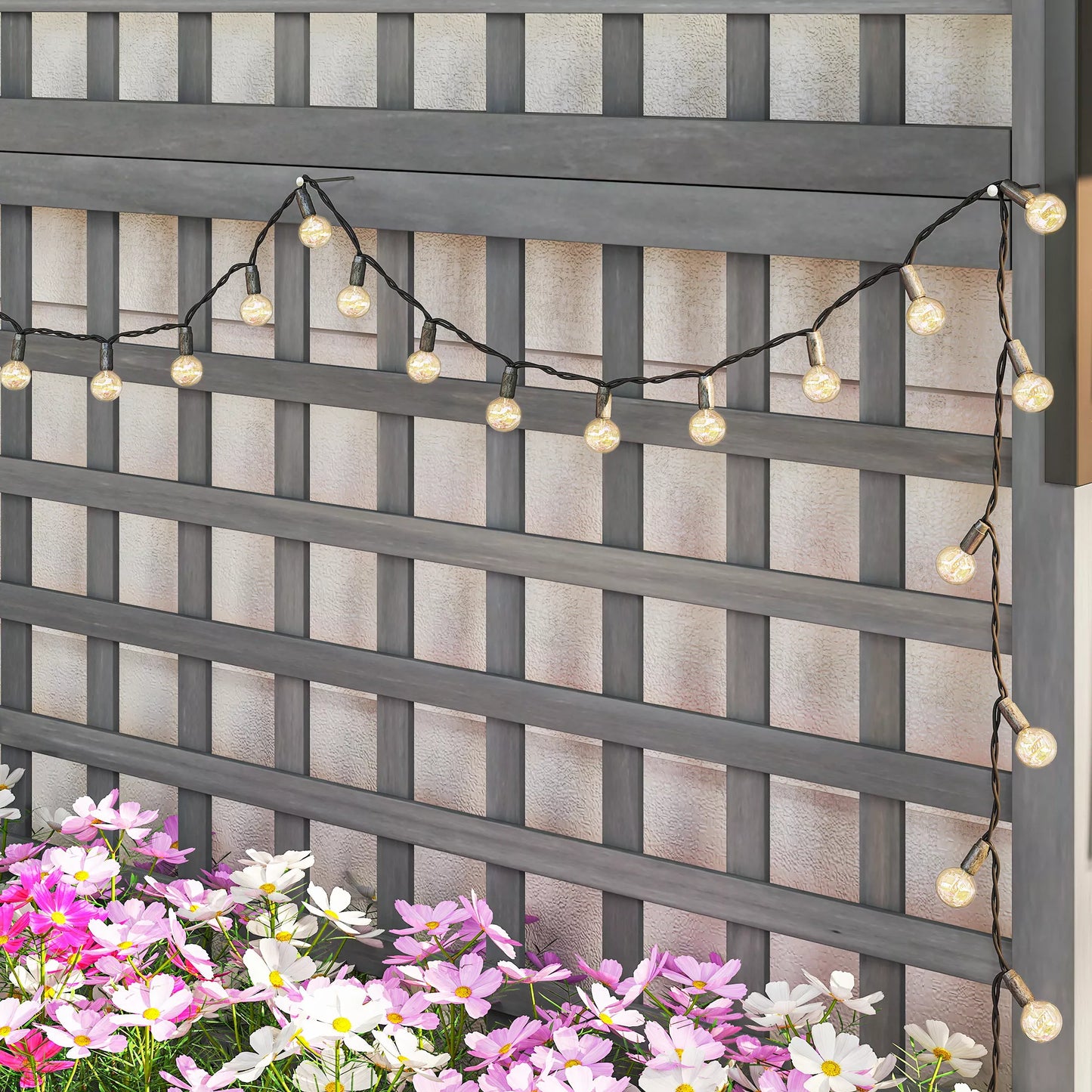 Pakelta lysvė, su grotelėmis ir stogeliu, medis, 90x45x183 cm, tamsiai pilka