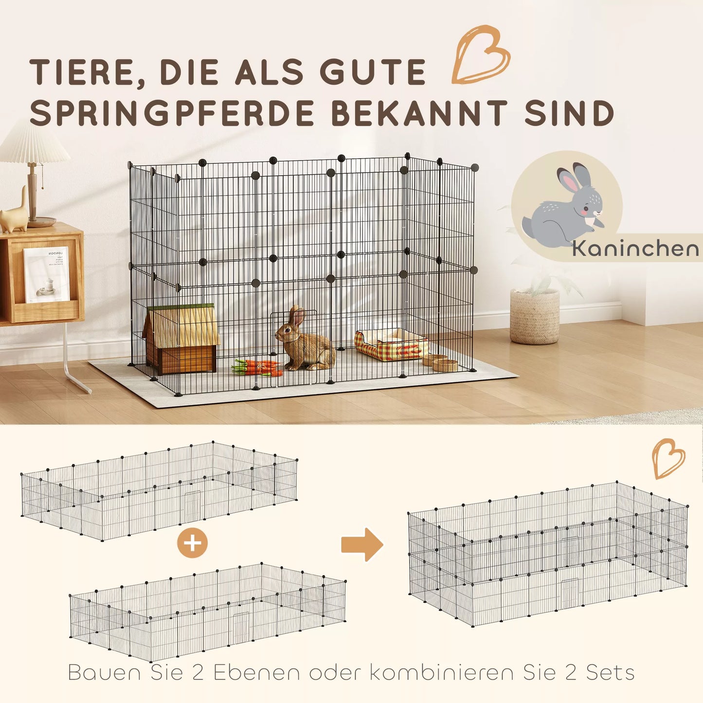 Narvelis smulkiems gyvūnams, lauko aptvaras, modulinė konstrukcija, 0,72 m² plotas, plienas, juodas