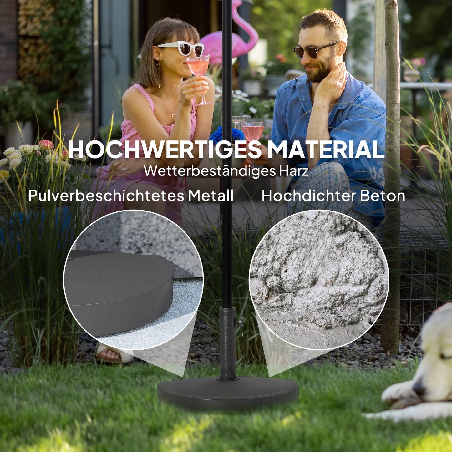 Betoninis skėčių stovas Pusapvalus skėčių stovas Skėčių laikiklis, skėčių svoris skėčiams 32/38/48 mm