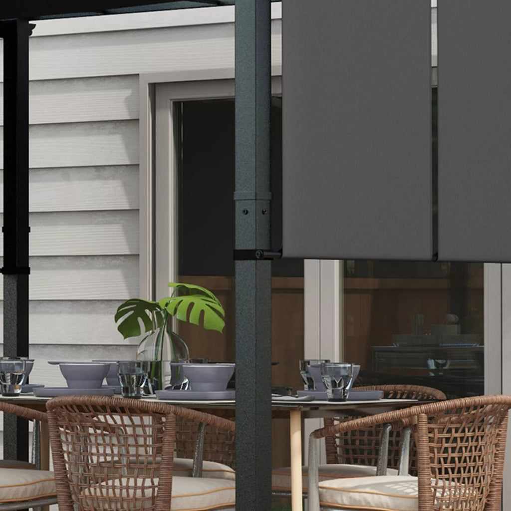 Markizė nuo saulės. Pergola, atspari oro sąlygoms, su tvirtinimo detalėmis, 3 x 3,5 m, tamsiai pilka