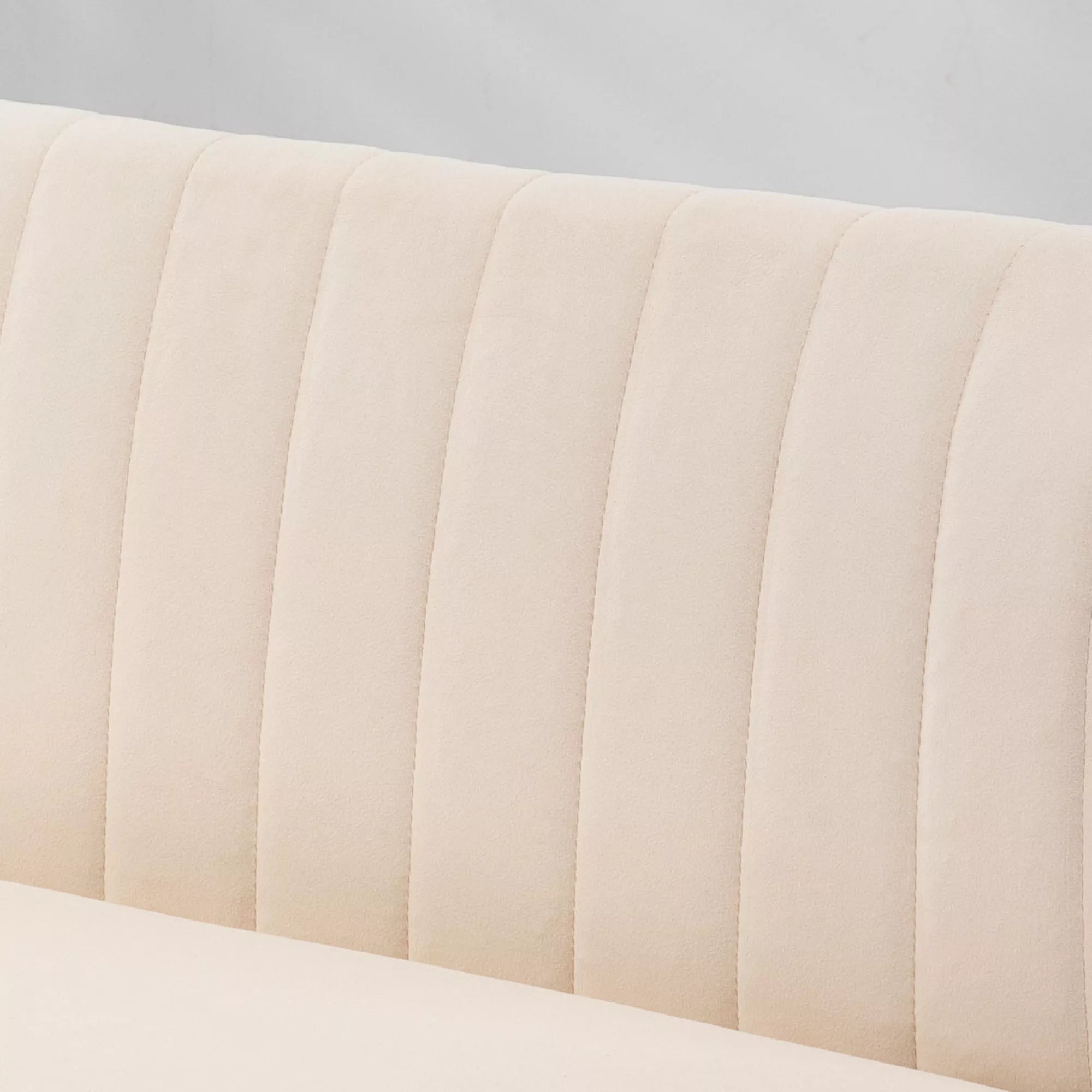 Sofa retro dizaino, 2 vietų sofa, medinės kojelės, 117 cm x 56,5 cm x 77 cm, kreminės baltos spalvos